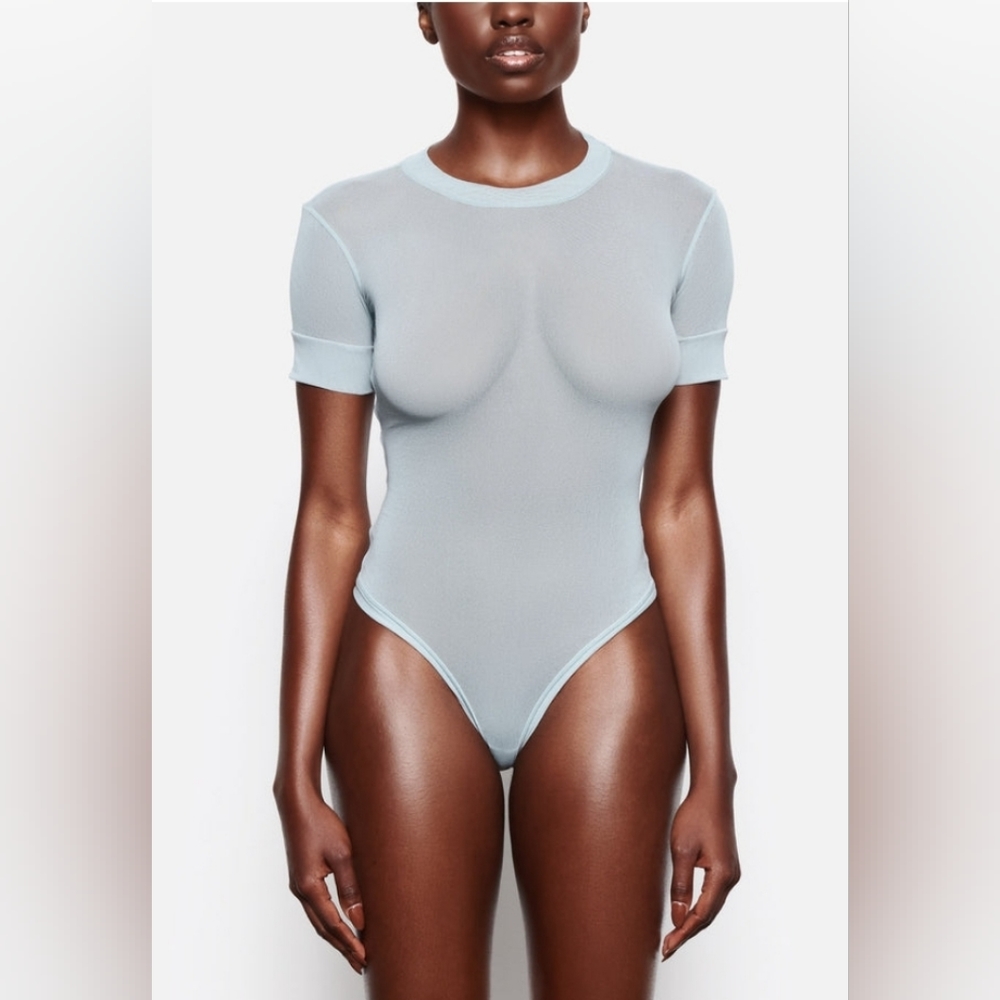 SKIMS SUMMER MESH T-Shirt Bodysuit/ SKY/XS, S/ NWT - Picture 9 of 11